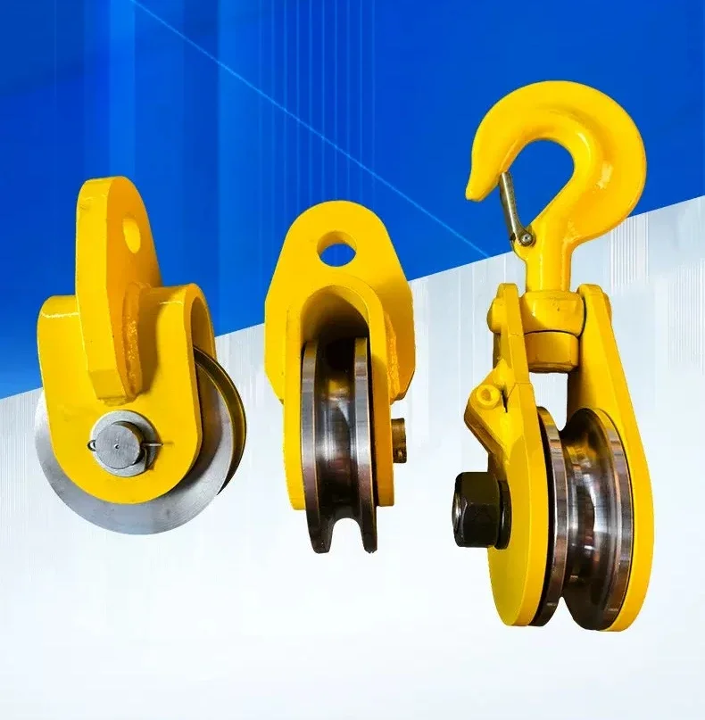 3T 5T Heavy Duty Snatch Block Pulley Hook Wire Rope Guide Pulley For Excavator Logging Wood Pulling