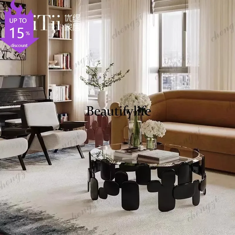 B178 Italian minimalist classical living room side table special-shaped coffee table fiberglass round module coffee table