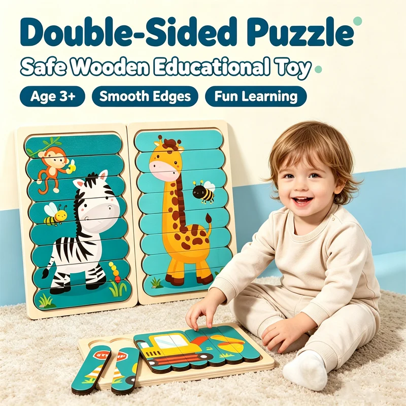 Montessori-Spielzeug ab 2 Jahren, Holzpuzzles für Kinder, Lernspielzeug für Babys, Montessori 3D-Puzzle für Kinder von 2-3 Jahren