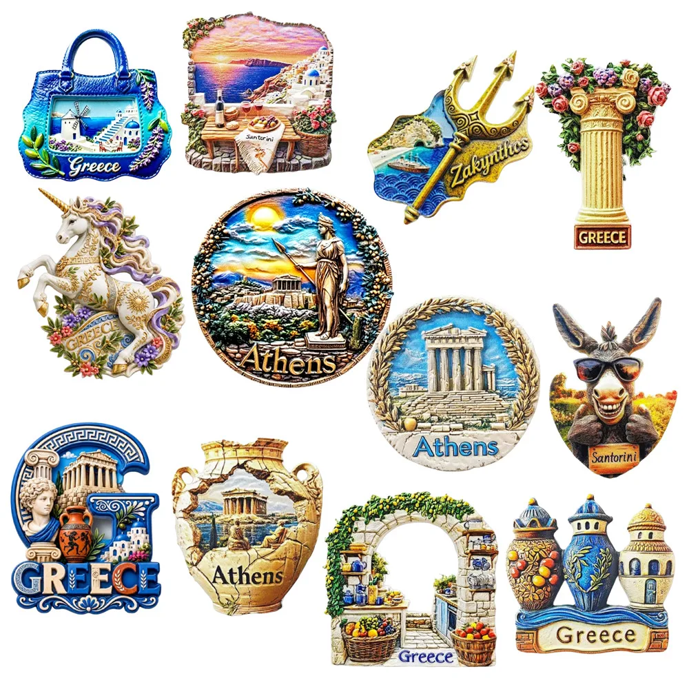 Europe  Greece  Athens  Santorini  Etc 3D Fridge Magnets Tourism Souvenir Refrigerator Magnets Sticker