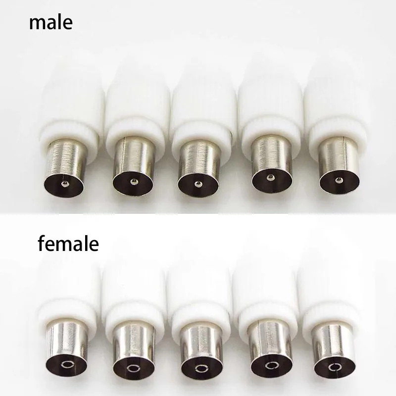 

5/10pcs 75-5 Free Welding RF Television Male Female Connector Plug 9.5 TV RF Terminal Antenna Adapter White Colour E1