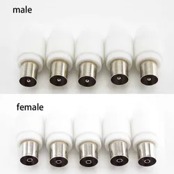 5/10pcs 75-5 Free Welding RF Television Male Female Connector Plug 9.5 TV RF Terminal Antenna Adapter White Colour E1