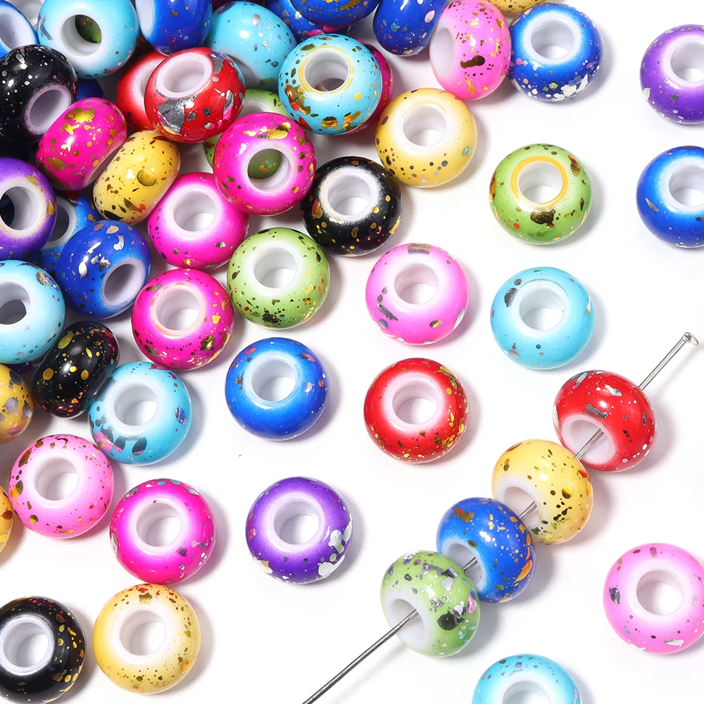 20 Stück bunte, gold- und silberfarbene Acryl-Abstandsperlen mit großem Loch, runde Abakus-Radperlen für DIY-Schmuckherstellungszubehör – Detail 3