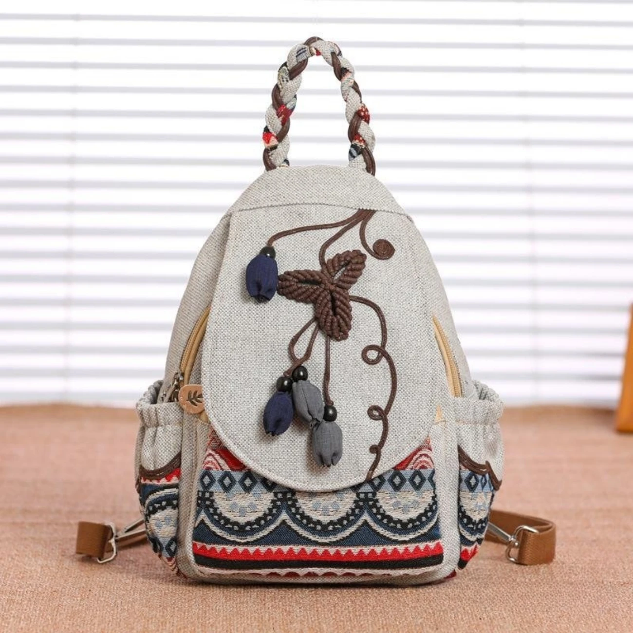 

Versatile backpack fabric art Double layer women's bag Canvas bag Travel backpack Fruit shape