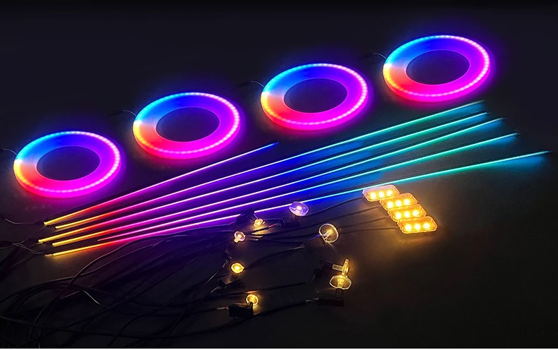 18 in 1 64 Farben RGB Symphony Auto Umgebungslicht Innenraum Acrylführung LED-Streifen Licht Dekoration Atmosphärenlampe durch APP-Steuerung – Detail 11