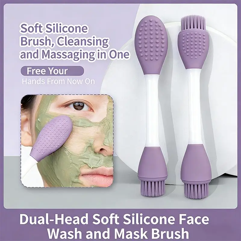 Double-Headed Silicone Mask Brush Face Wash Mud Mask Scraper Beauty Tool Facial Massage Brush