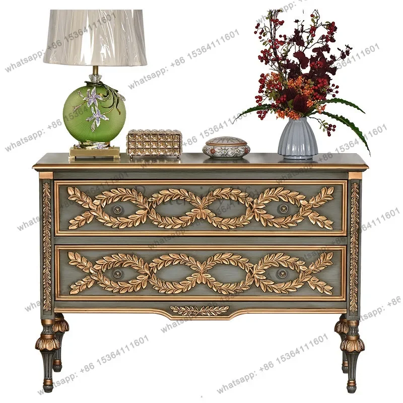

FGAmerican retro solid wood entrance cabinet, rustic style light luxury living room partition, storage chest of drawers