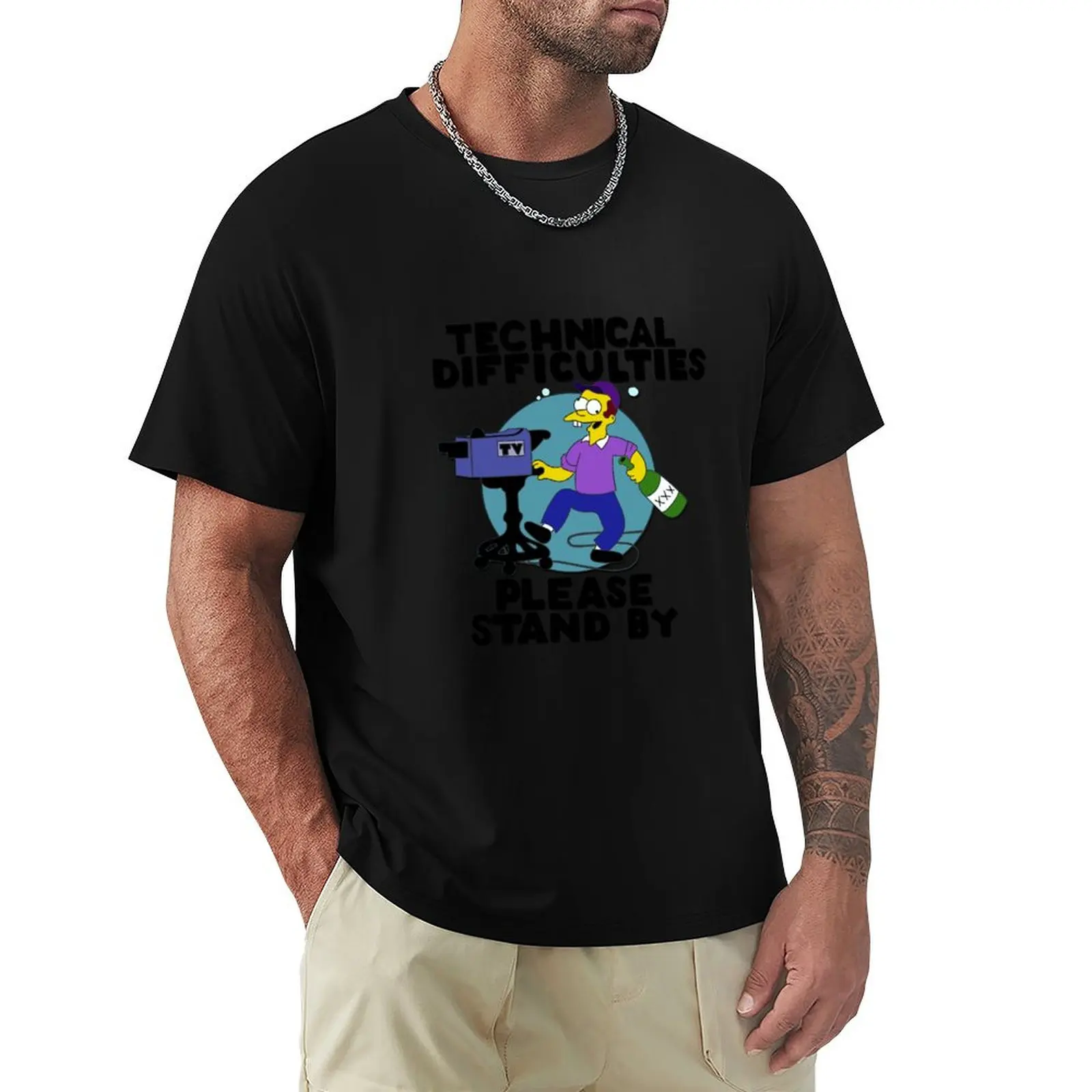 

Technical Difficulties - Please Stand By T-Shirt oversized graphic tee anime tshirt T-shirt men
