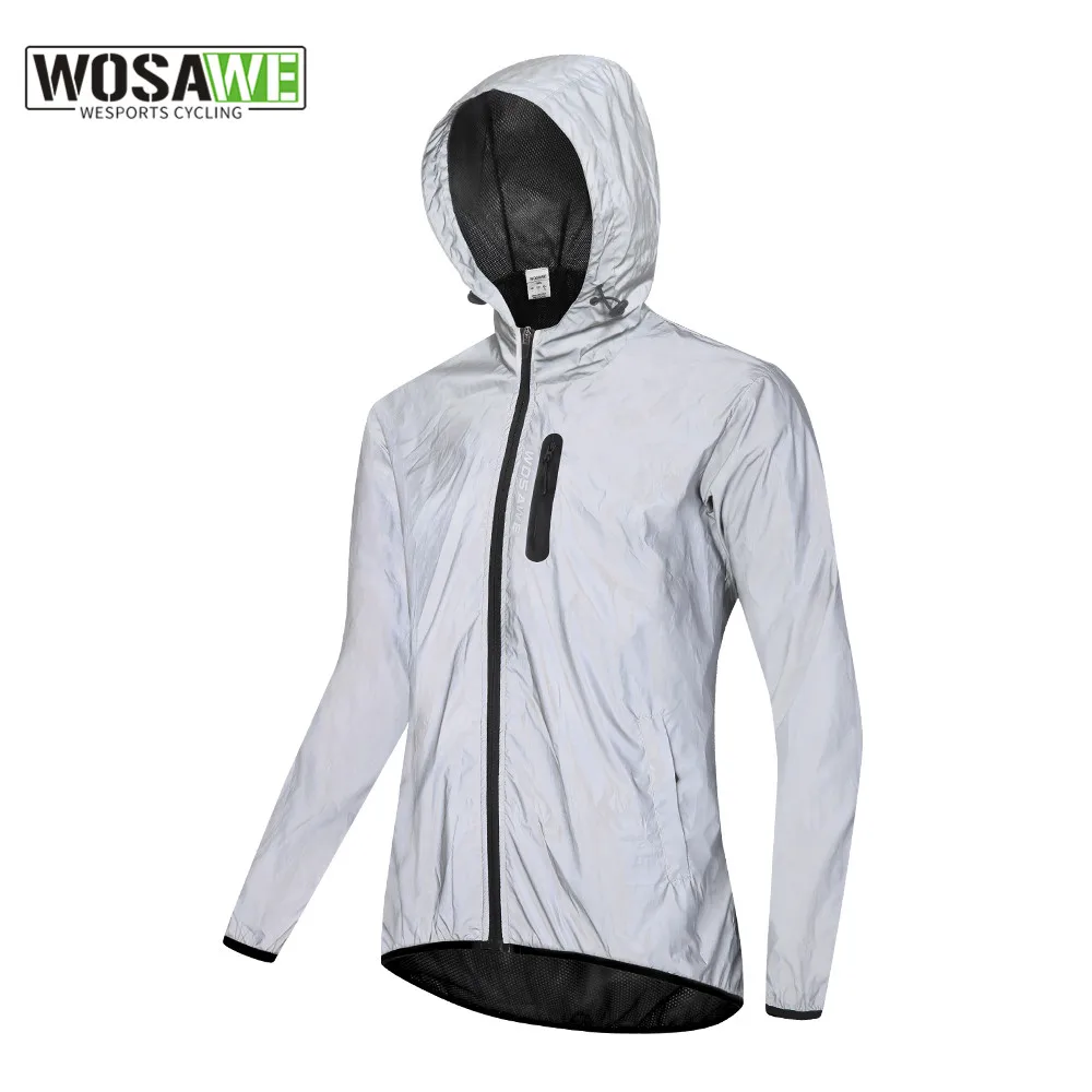 

WOSAWE Windproof Reflective Men's Cycling Jackets Waterproof MTB Bike Windbreaker Night Sports Glowing Bicycle Long Jersey Coat