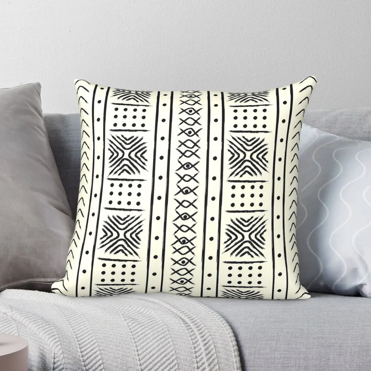 African Mali Tribal Mud Cloth Square Pillowcase Polyester Linen Velvet Printed Zip Decor Bed Cushion Cover 18