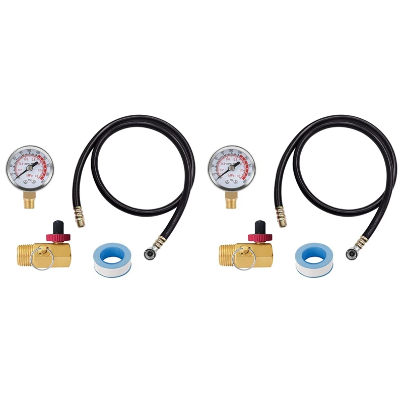 

2X Air Tank Valve Kit With Gauge, Air Tank Repair Kit Come With 2 Inch Pressure Gauge With 1/8 Inch NPT, 4 Ft Air Hose