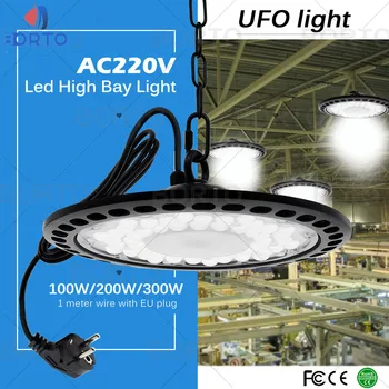 165 V-265 V 100 W/150 W/200 W UFO latający spodek wtyczka EU/AU/US lekki żyrandol do warsztatu oświetlenie sufitowe fabryka magazyn LED