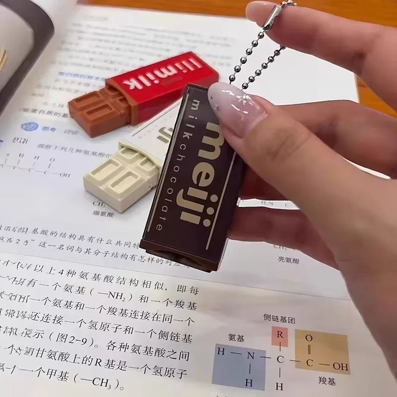 Meiji Chocolate Bendable Fidget Toy Click Sound Stress Relief Keychain Realistic Bend Play Desktop Ornament Adult ASMR Toy Gift