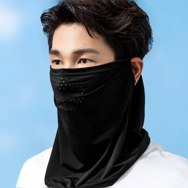 1Pcs Summer Ice Silk Cycling Masks Hanging Ear Breathable Anti-UV Face Scarf Neck Cover for Outdoor Hiking Sunscreen Balaclava image 3