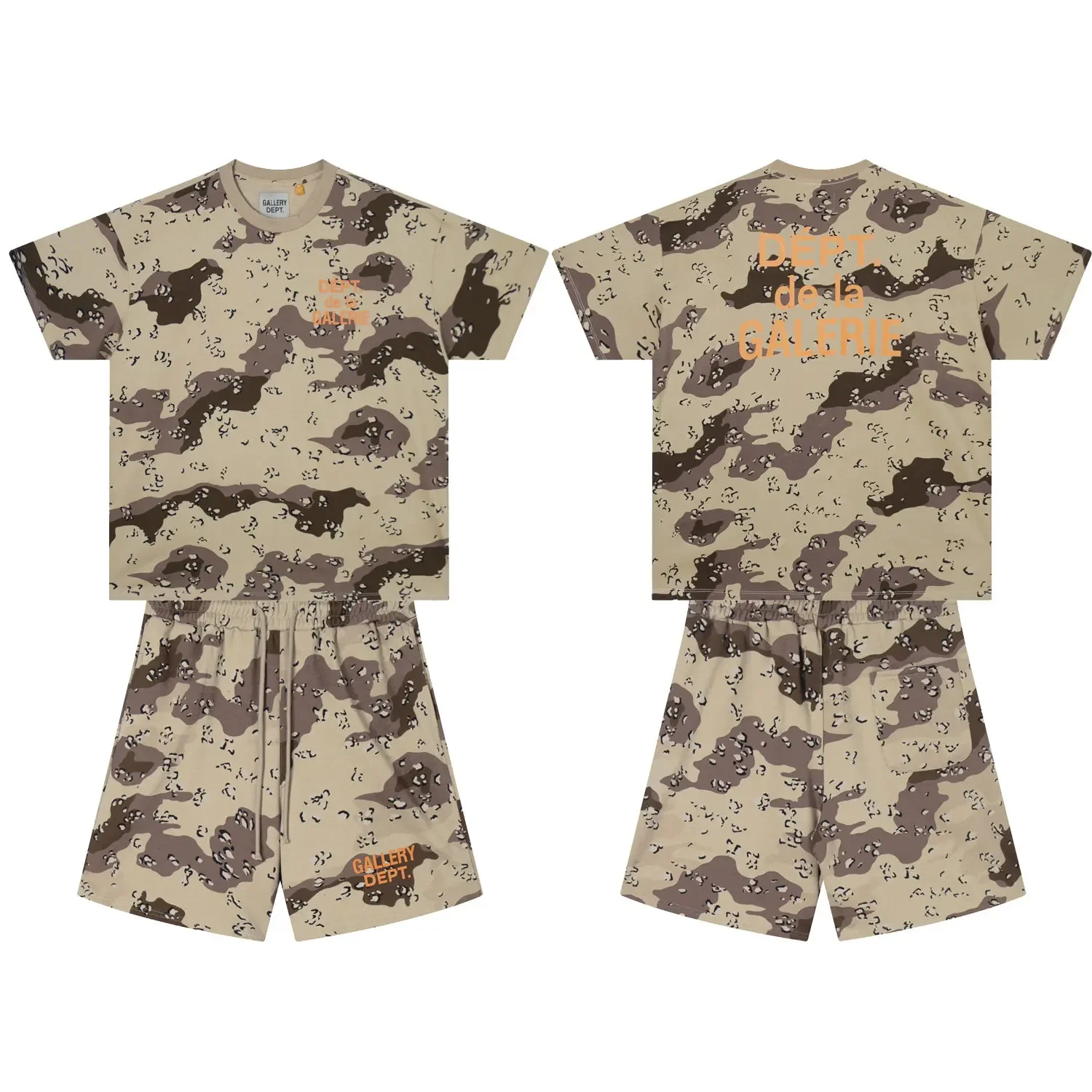 Gallery Dept Camouflage Summer Loose Casual Sportswear Short Sleeve T-Shirt Shorts Set
