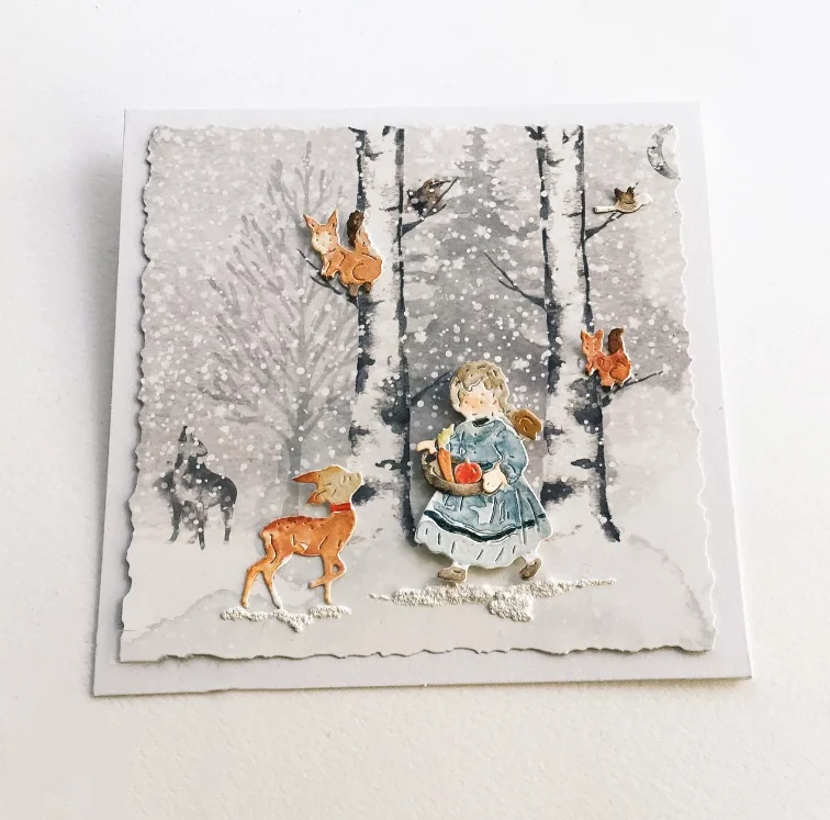 Piggy Craft metal cutting dies cut die mold Forest Angel deer squirrel Scrapbook paper craft knife mold blade punch stencils die