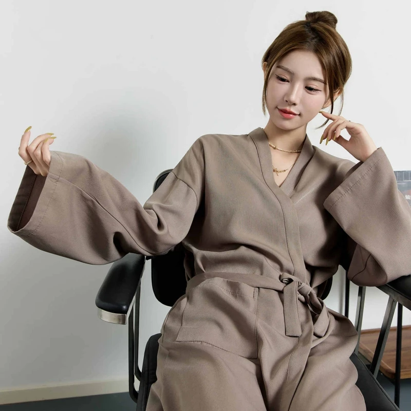 Long Sleeve Guest Robes Hairsalon Hairdresser Robe Beauty Salon Customer Gown Barbershop Hairdressing Clothes Thicken Kimono