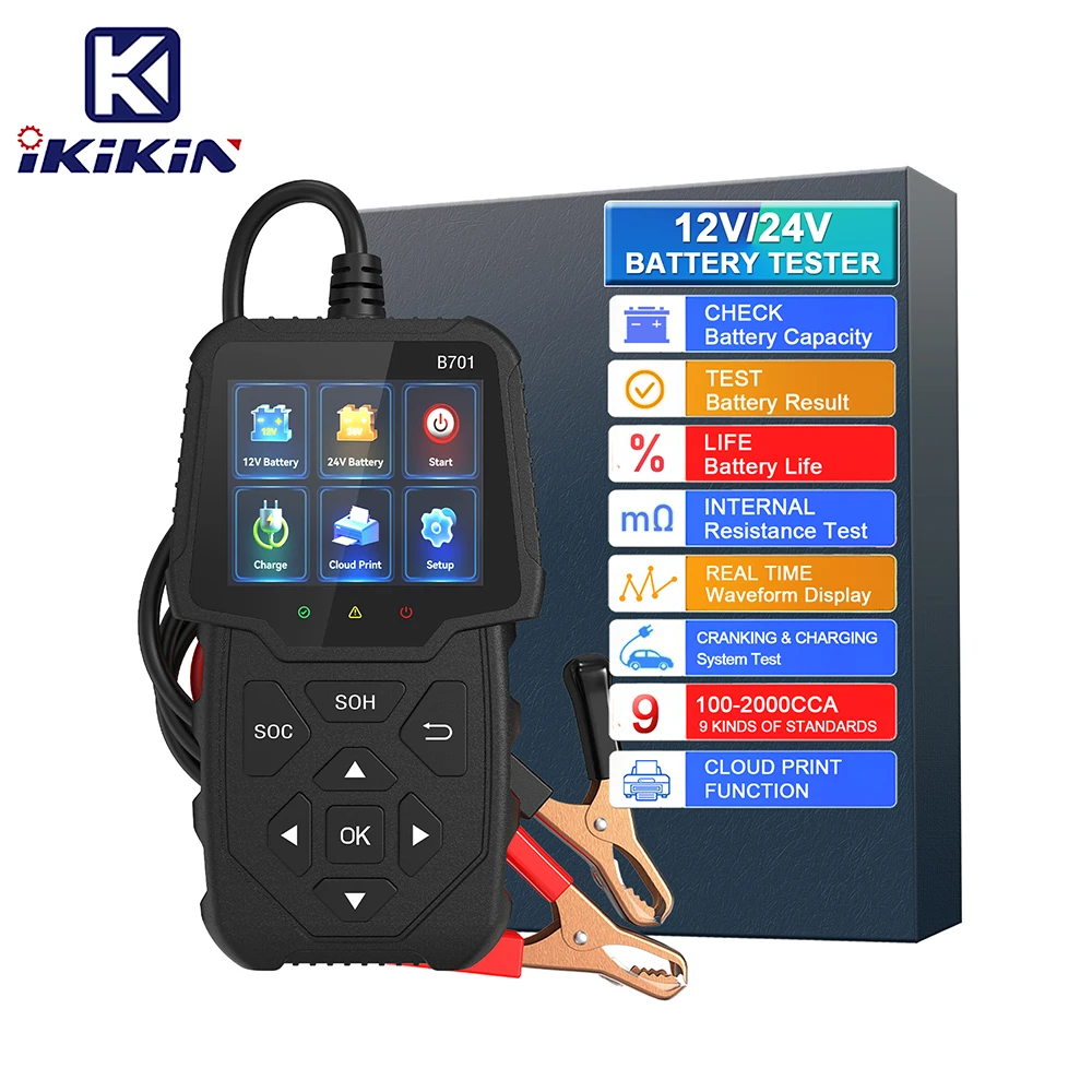 

Новый тестер автомобильных аккумуляторов B701 OBD2, считыватель кодов неисправностей, многоязычный сканер OBDII/EOBD для автомобилей