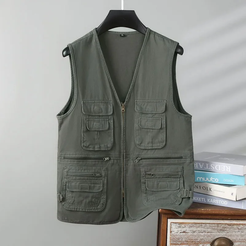 Men's multi pocket mountain functional outdoor camping short vest men's ins popular workwear sleeveless camisole multi pocket ve