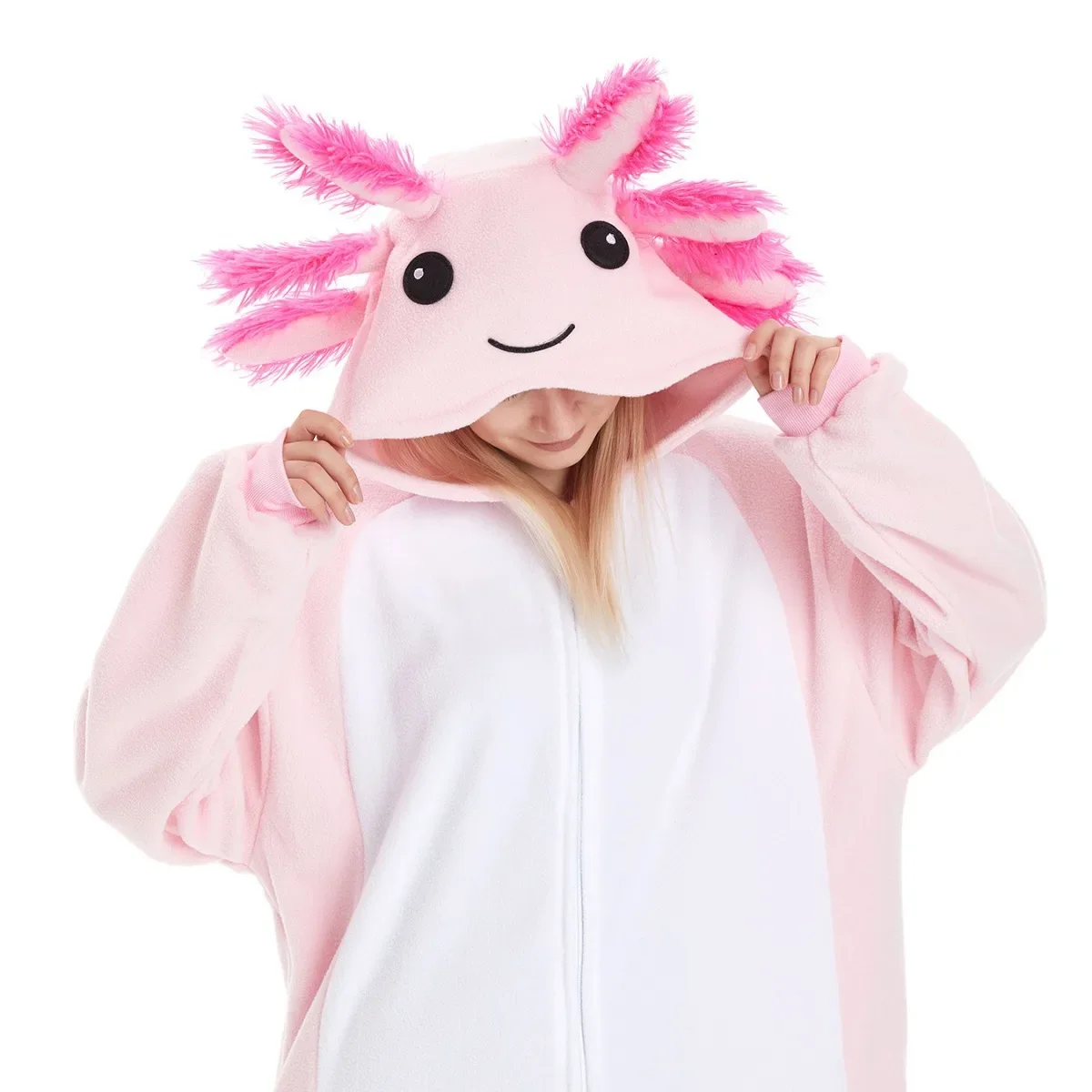 Adults Unisex Salamander Animal Pajama Women Fish Onesie Sleepwear Girl Anime One-Piece Birthday Gift Cosplay Kigurumi Costume