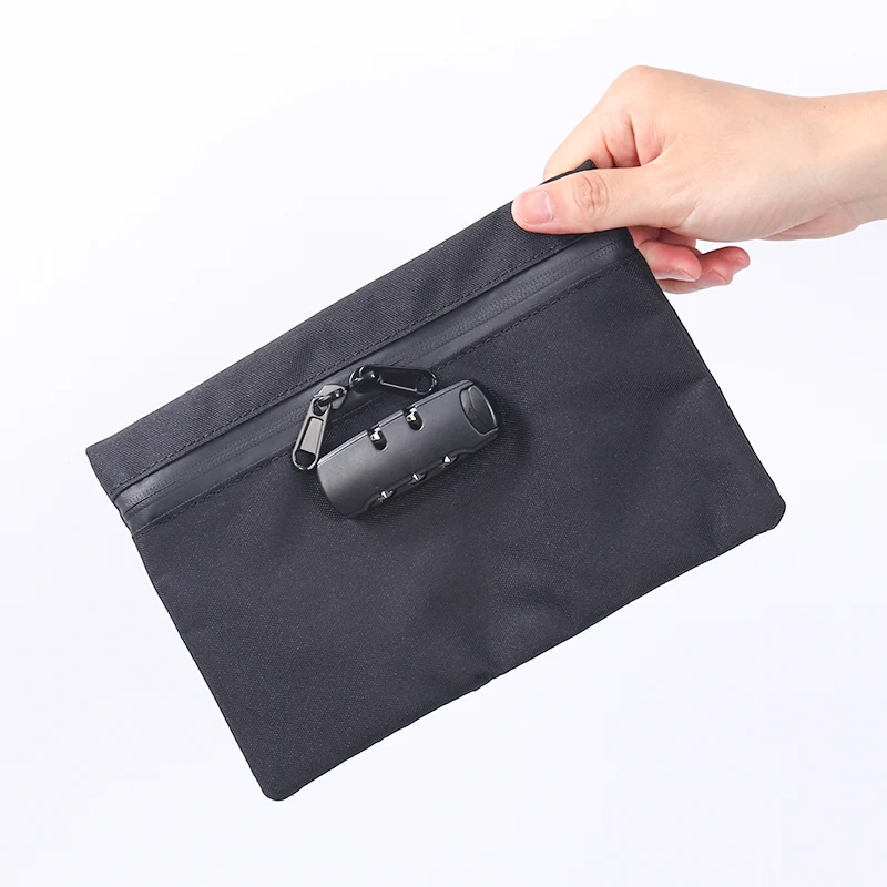 Bolsa de lona para dinero con cerradura de combinación, bolsa con cerradura portátil impermeable, bolsa de almacenamiento de documentos segura con cierre de cremallera para dinero en efectivo