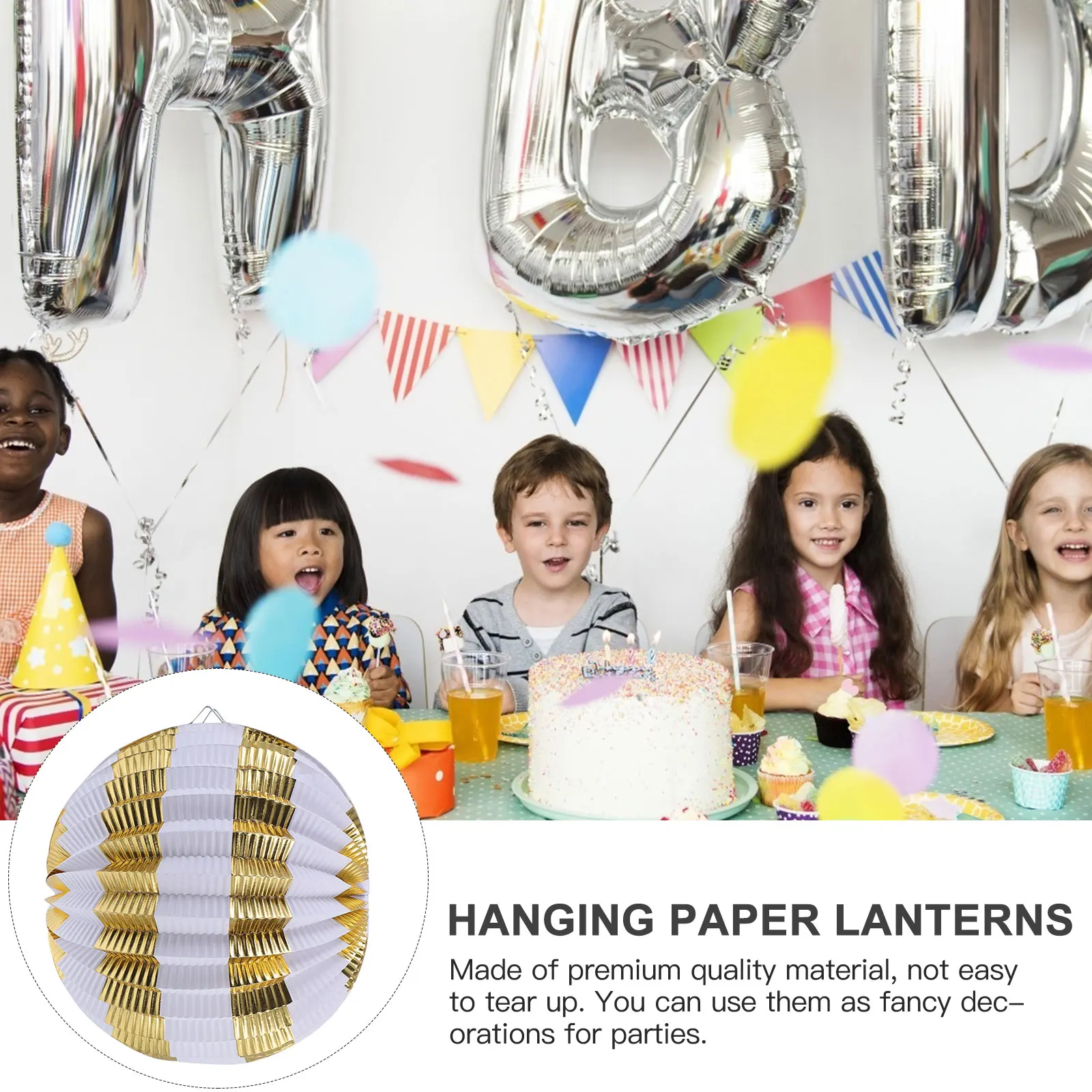 

2 Pcs Gold-stitched Paper Lantern Lanterns Wedding Creative Iron Hanging Decoration Layout