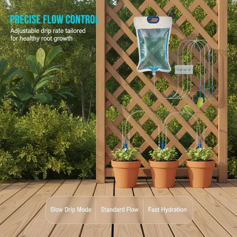 5.2L/6.5L Automatic Plant Watering Bag, Drip Flow Control Irrigation Device for Travel and Lazy Gardening