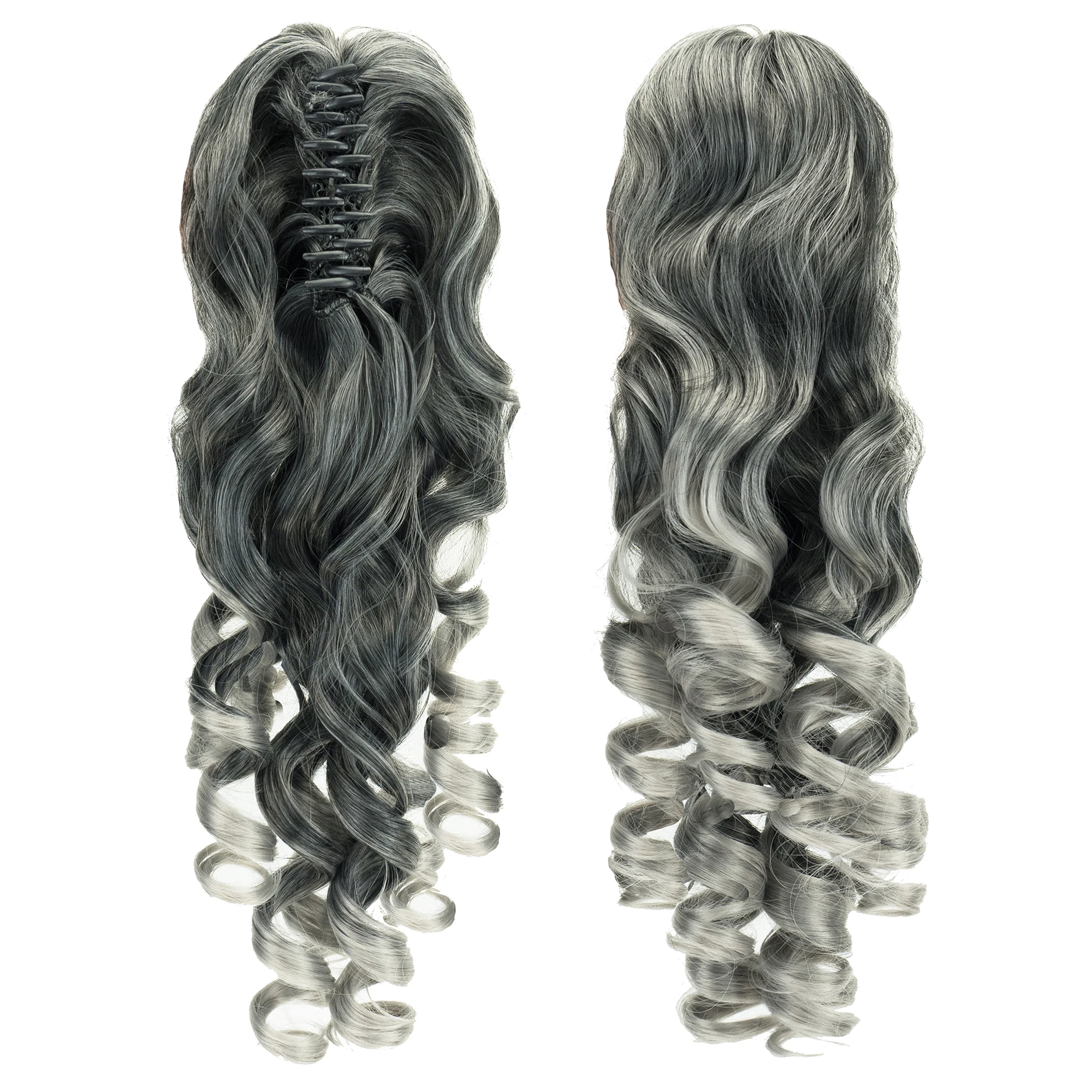 

Soowee Ombre Grey Curly Clip in Ponytails Hairpieces Claw Headwear Fake Pony Tail Hair Extensions Postiche Queue De Cheval