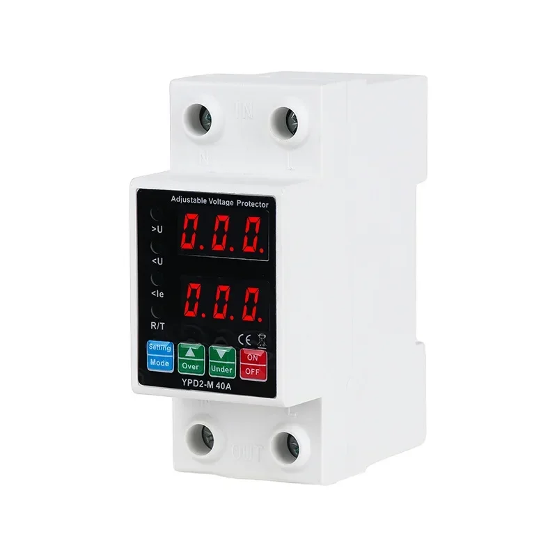 Household 2P double display automatic overvoltage and undervoltage protector overcurrent and overload lightning protector