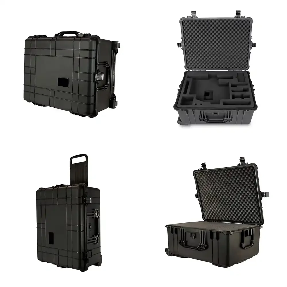 GD5013 All Weather Portable Waterproof Protective Case Hard Camera Case with Retractable Pull Handle and Rolling Wheels