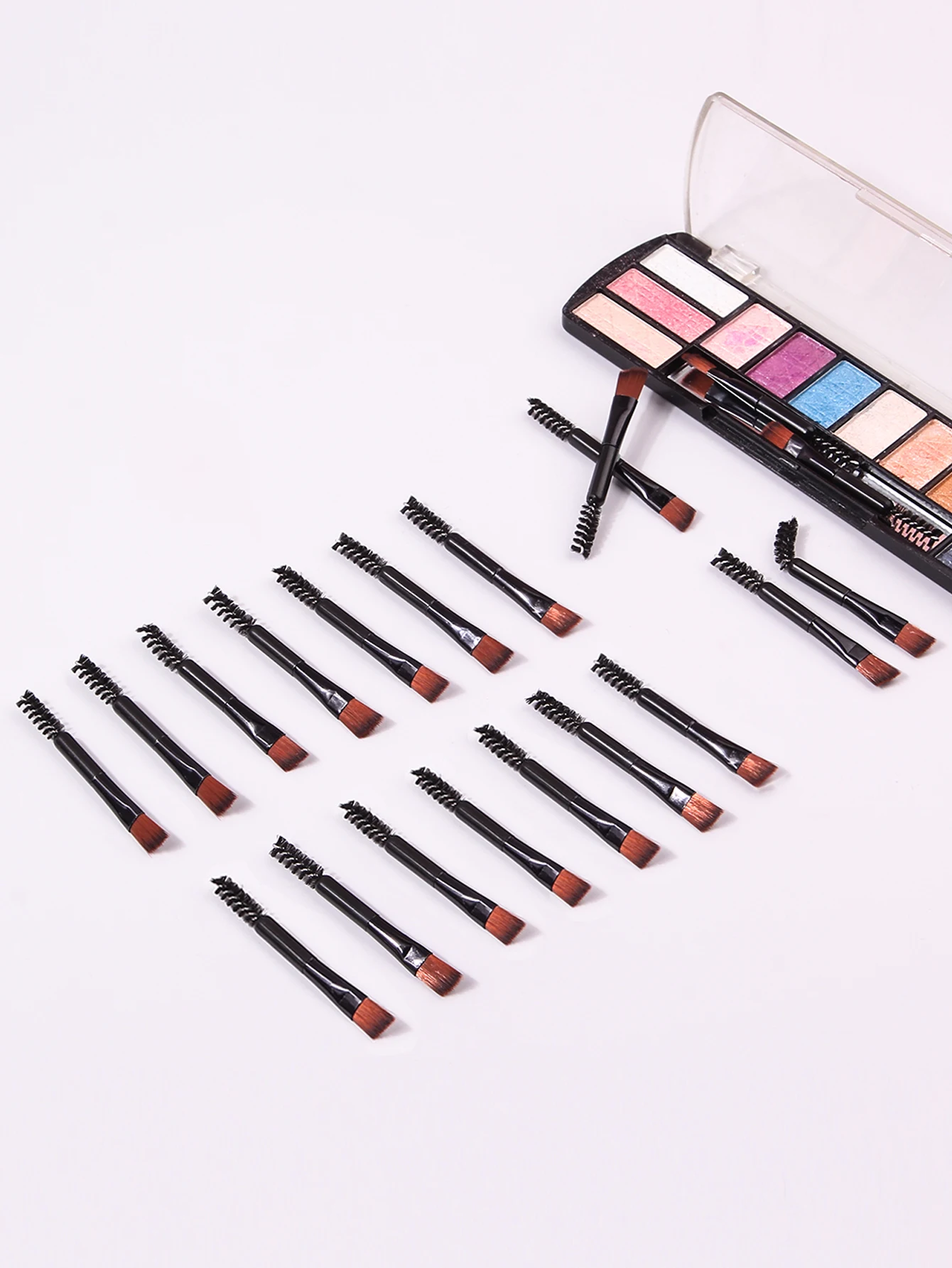 20 pcs Mini Two -headed Eyebrow Brush Spiral Diagonal Corner Makeup Brush  Easy To Carry Beautiful Makeup Tools Beauty