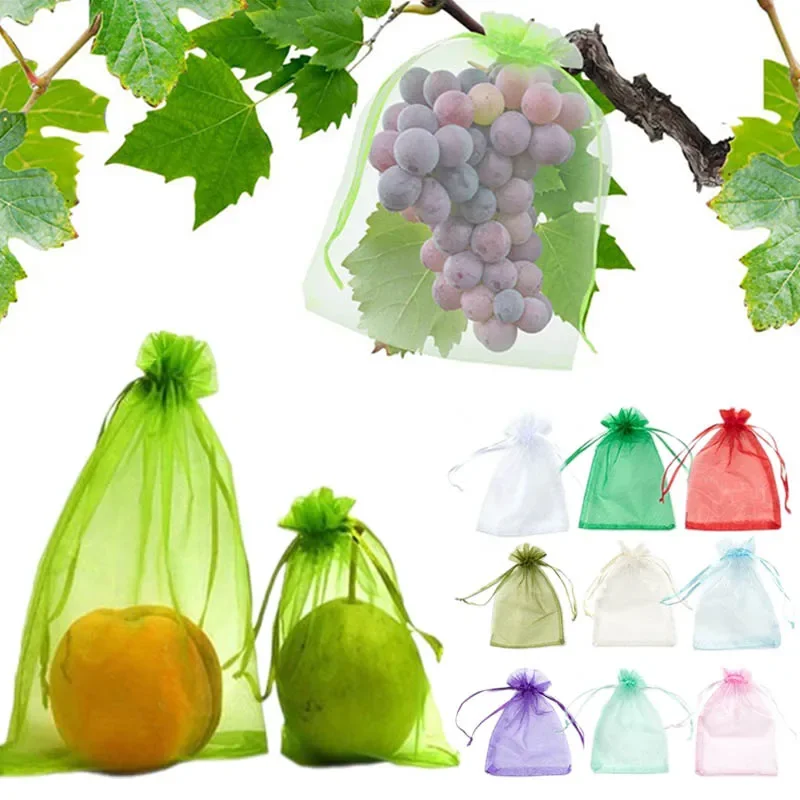 100Pcs/Lot Fruit Protection Bag Strawberry Grow Bags Multi-size Vegetable Grapes Plant Netting Bags Anti-Bird Garden Tools