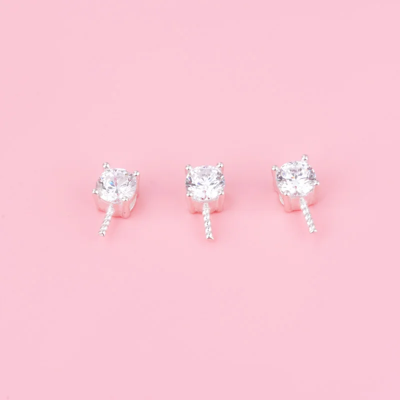 لؤلؤ صناعة يدوية نصف تشطيب حامل دلاية ماسية واحدة ، قلادة فضة إسترليني S925 ، إكسسوارات سهلة الاستخدام #3