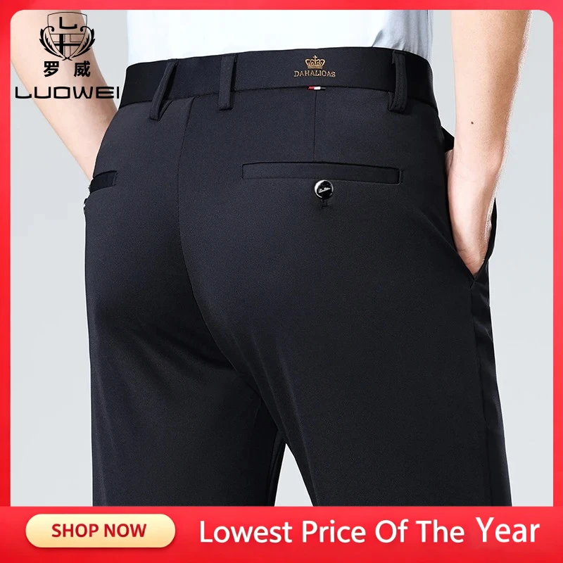Pantalones de Vestir para Hombre, Marca, Tela Elástica, Cintura Elástica, Clásicos para Oficina y Trabajo