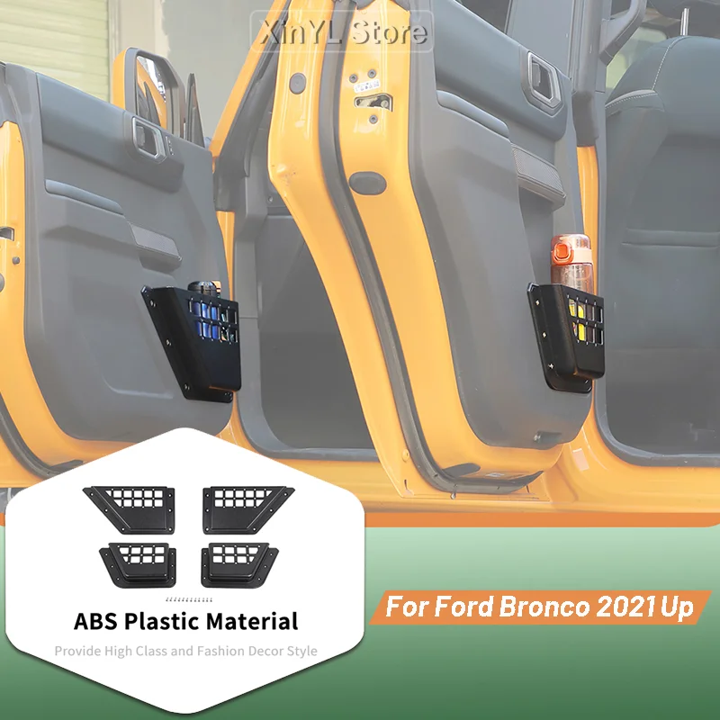 

4 шт., комплект сетчатых карманов для хранения передних и задних дверей автомобиля для Ford Bronco, 4 двери, 2021 г., аксессуары для салона автомобиля