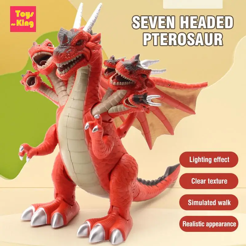 

Electric Five Seven-headed Flying Dragon Acousto-optic Bionic Walking Roar Stirring Dinosaur Kids Toys Birthday Gifts Boys Girl