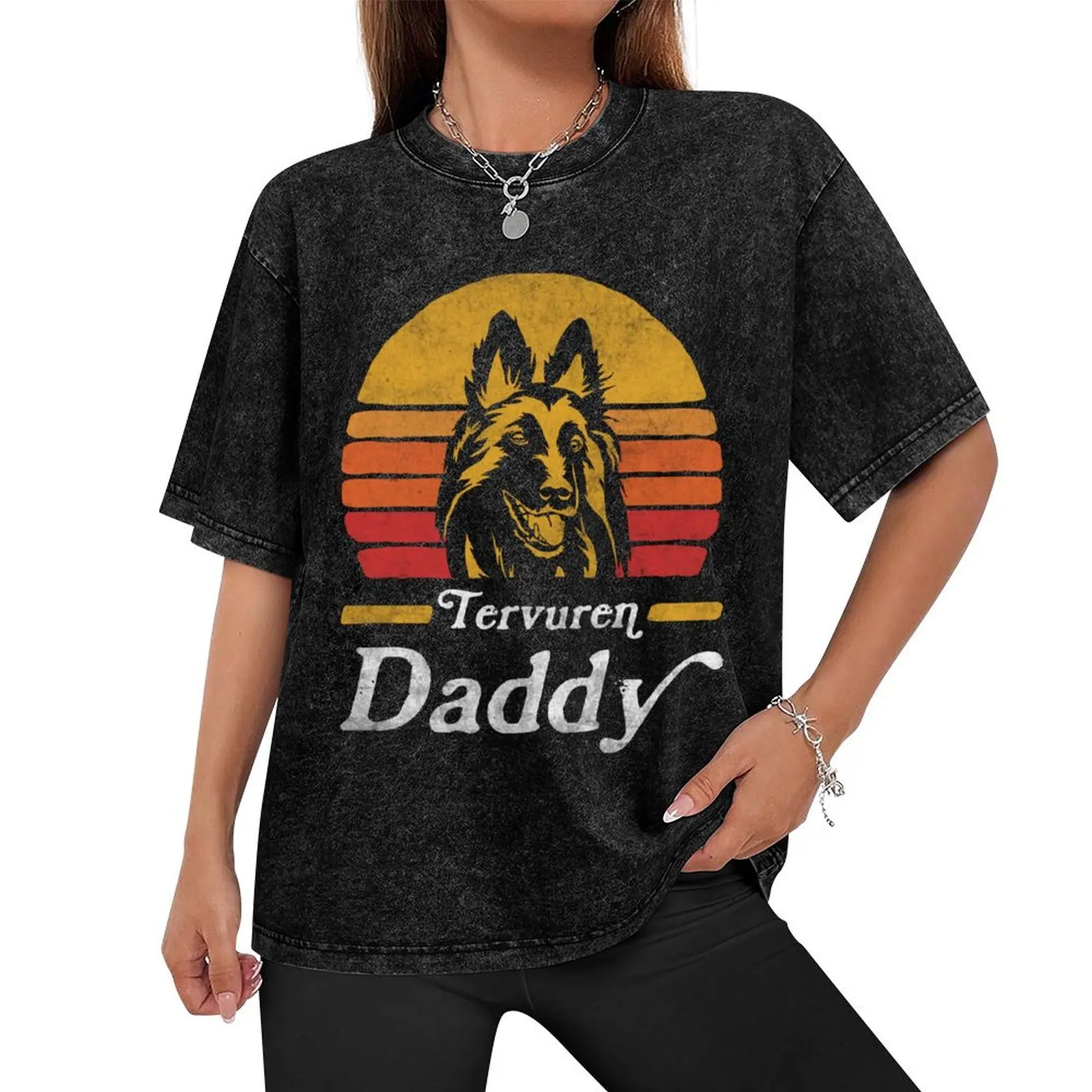 Retro Vintage Belgian Tervuren Daddy T-Shirt for a boy boys animal print clothes for men