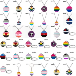 Transgender Rainbow Pansexual pride Genderqueer pride Asexual Pendant Necklace Rainbow Heart Necklace For Women Jewelry