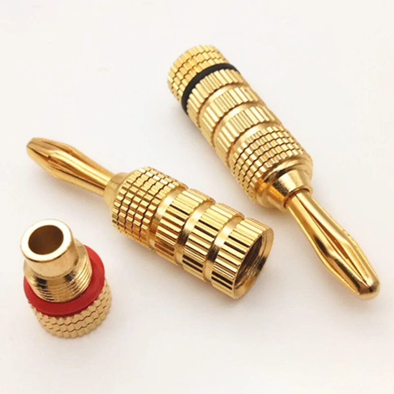 Banana Connector 4mm Speaker Wire Banana Plugs 24K Gold Plated Copper Banana Jack Amplifier Connector HiFi Audio Cable Adapter