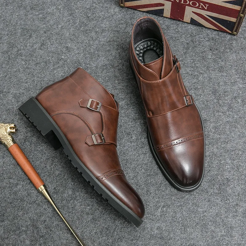 

Men Boots British Style High-top Leather Boots Fashion Pointed Business Dress Boot Brand Chelsea Boots for Men Casual Ankle Boot
