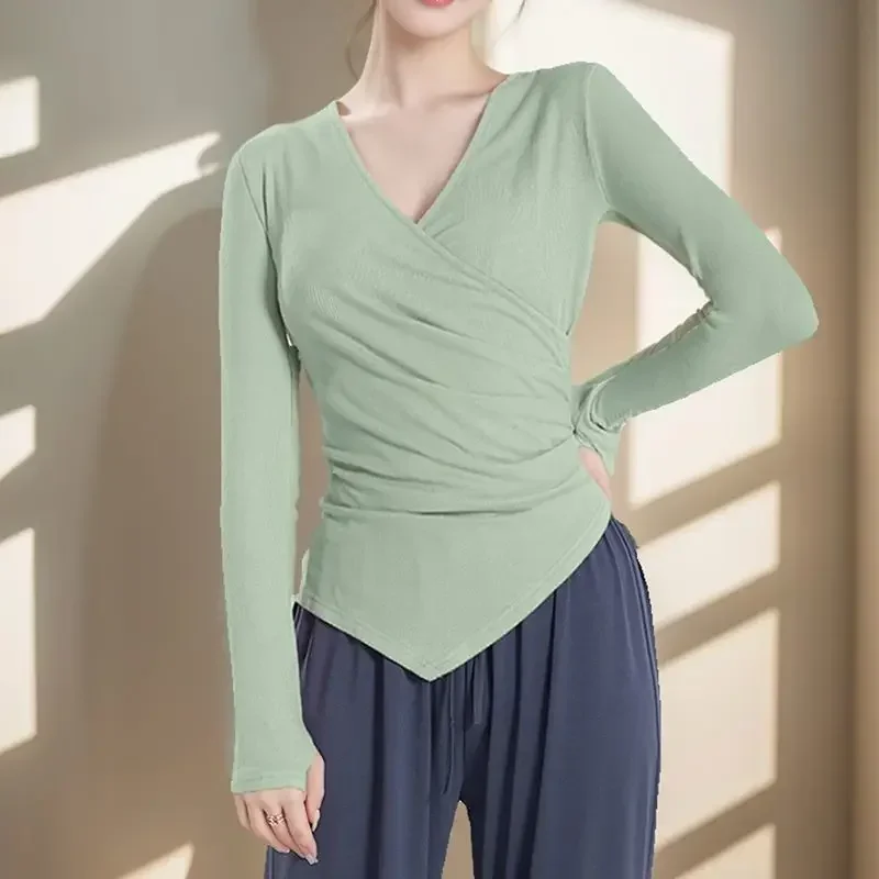 Terno de prática corporal de dança moderna clássico outono e inverno manga comprida terno de dança de dedo teste de arte