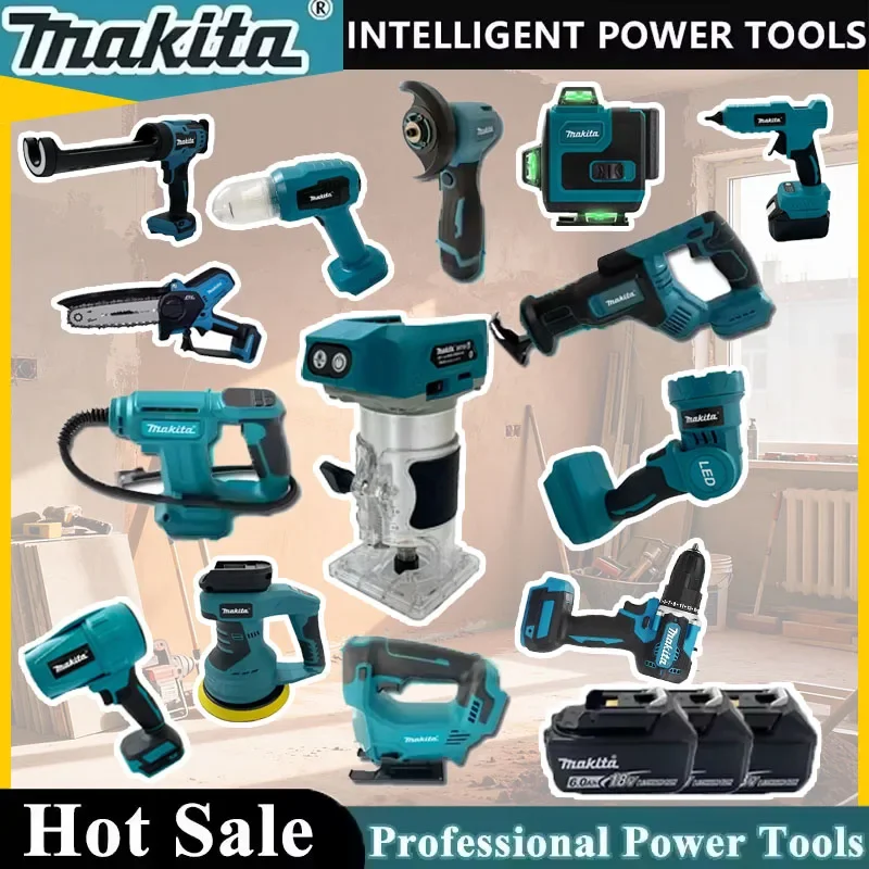 

Набор аккумуляторных электроинструментов Makita: портативный ударный шуруповерт, перезаряжаемая отвертка, электрическая сабельная пила для профессионального использования