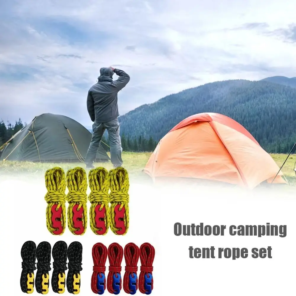 4Pcs Reinforced Outdoor Tent Ropes with Buckles Ensure Safety Reflective Camping Ropes Tensioner High-strength Guy Lines