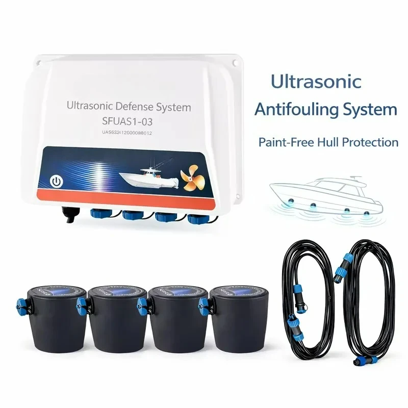 Ultrasonic Antifouling System for Boat Hulls Marine Sonic Device Prevents Barnacles Algae Unpainted Surface Protection Yacht