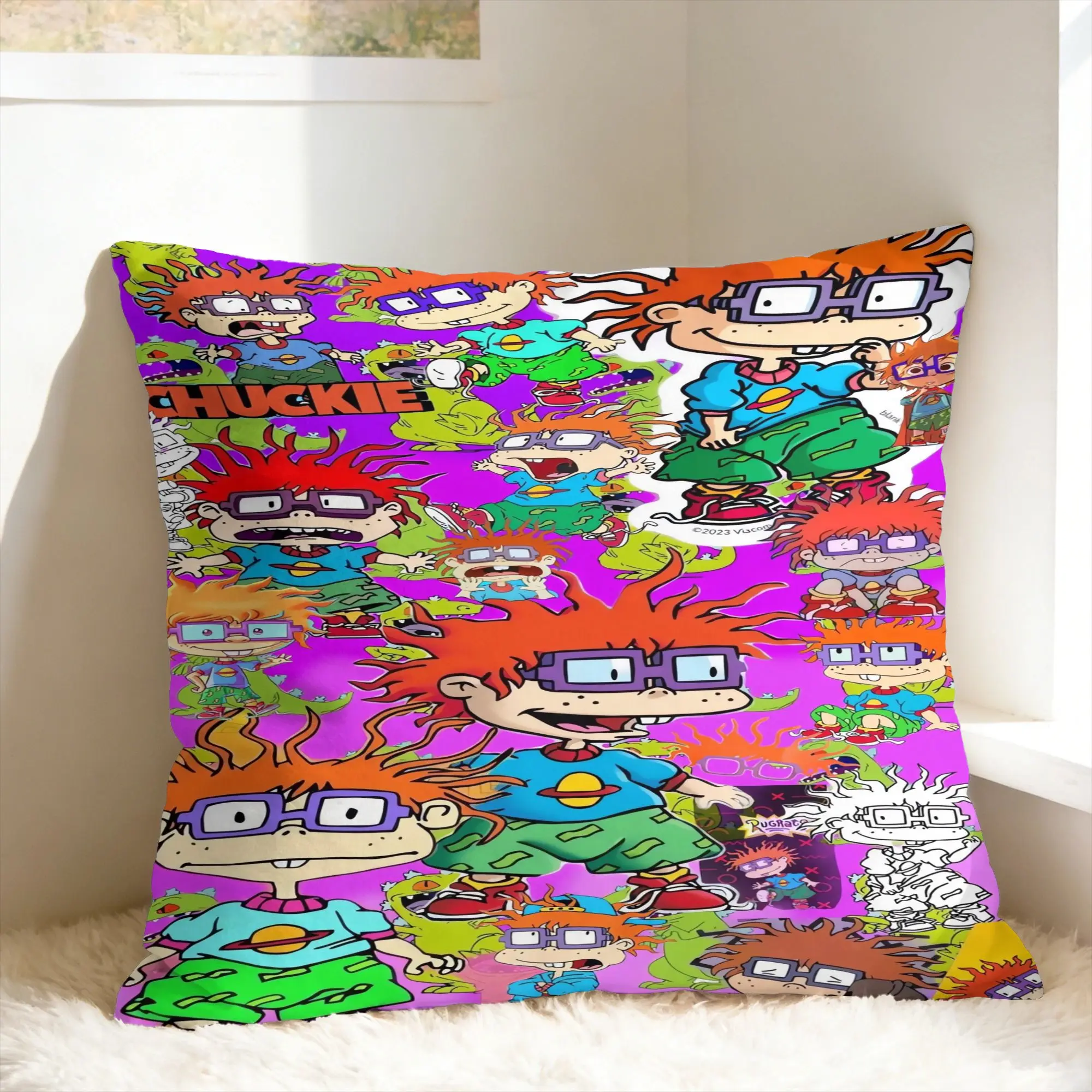 Pillow Case R-Rugrats Angelica Pickles Dense Character Pattern Comfy  Pillow Cover For Sofa Home Decor Retro Trendy Pillowcases