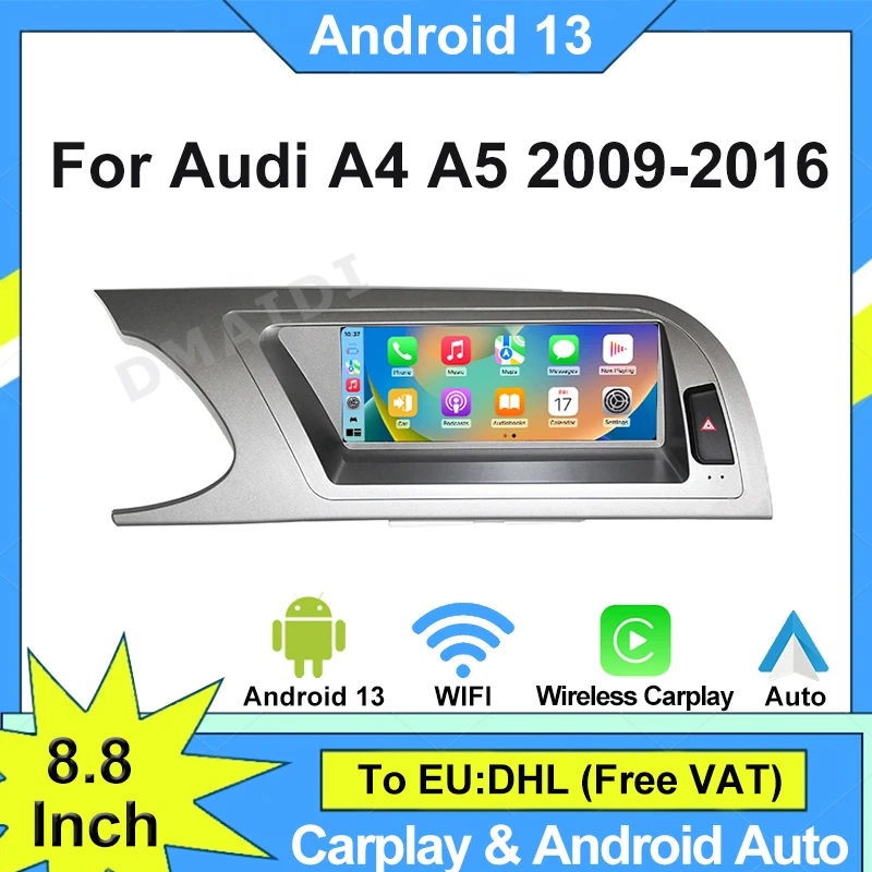 Car Intellgent System GPS Multimedia Central Wireless Carplay Auto For AUDI A4 S4 B8 A5 Factory Price 8.8 Inch 8 Core Android 13