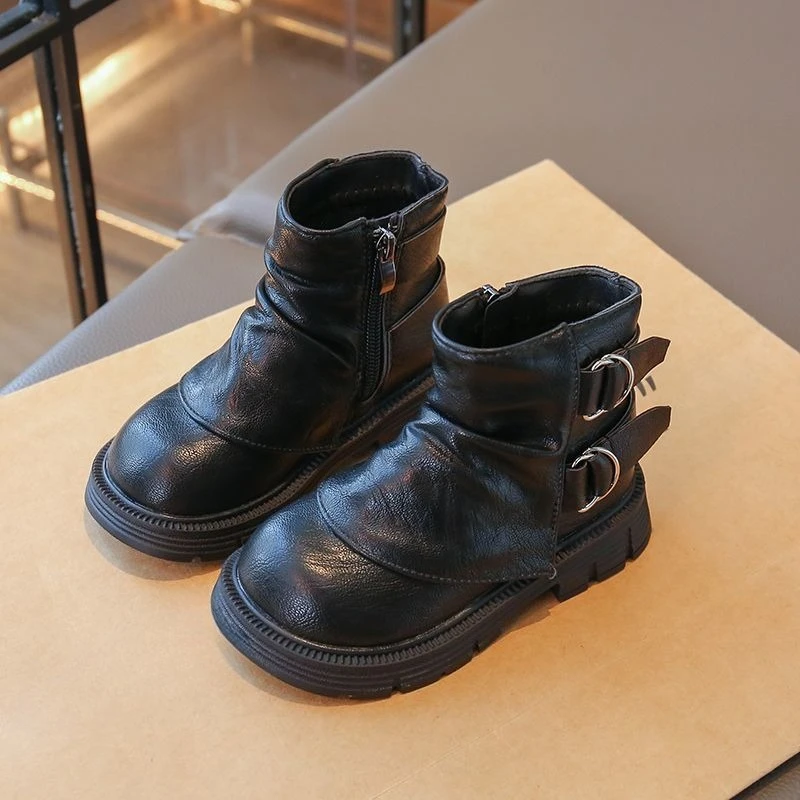 

2026 New Girls Autumn Versatile British Style Boots Stylish Short Boots for Kids Waterproof Cozy Leather Shoes