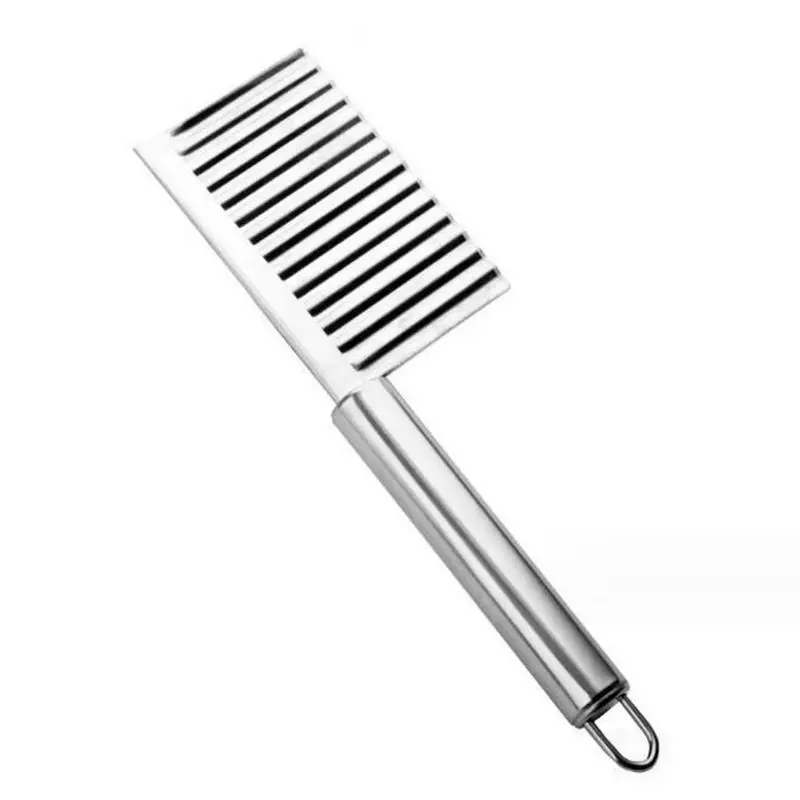 

Stainless Steel Potato Chip Slicer Dough Vegetable Fruit Crinkle Wavy Kitchen Knife Cutter Chopper French Fry Maker Tools Gadget