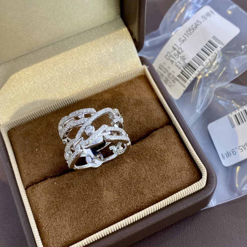 فضي استرليني 925 صلب، ألماس فردي، نسخة عالية من الماس الكامل، أناقة فاخرة خفيفة، شخصية رين فائقة اللمعان