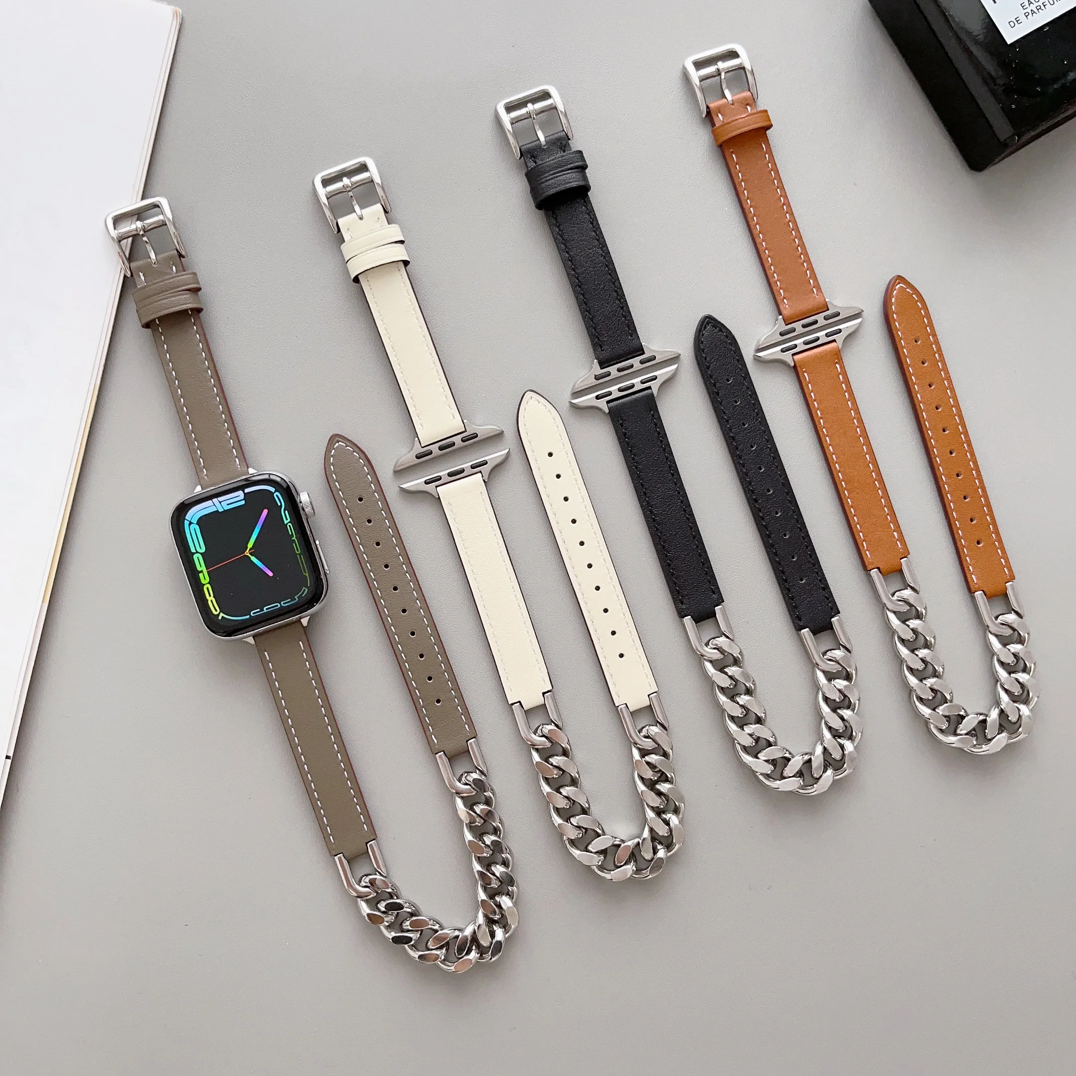 Leather Correa For Apple Watch 8 Ultra 49MM Strap 45mm 41mm Replacement  Double Tour Metal Bracelet For IWatch Series 8 7 44mm